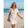 image:imageDokotoo Swimsuit Coverup for Women Waffle Knit Embroidered V Neck Bathing Suit Beach Dress Summer Swimwear CoverupsA White