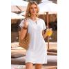 image:imageDokotoo Swimsuit Coverup for Women Waffle Knit Embroidered V Neck Bathing Suit Beach Dress Summer Swimwear CoverupsA White