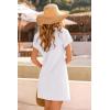 image:imageDokotoo Swimsuit Coverup for Women Waffle Knit Embroidered V Neck Bathing Suit Beach Dress Summer Swimwear CoverupsA White