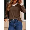 image:imageDokotoo V Neck T Shirts for Women Spring Fashion 2026 Business Casual Top Basic Tees Dressy BlousesBrown