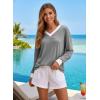image:imageDokotoo V Neck T Shirts for Women Spring Fashion 2026 Business Casual Top Basic Tees Dressy BlousesGray