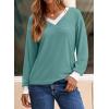 image:imageDokotoo V Neck T Shirts for Women Spring Fashion 2026 Business Casual Top Basic Tees Dressy BlousesHaze Blue