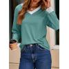 image:imageDokotoo V Neck T Shirts for Women Spring Fashion 2026 Business Casual Top Basic Tees Dressy BlousesHaze Blue