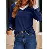 image:imageDokotoo V Neck T Shirts for Women Spring Fashion 2026 Business Casual Top Basic Tees Dressy BlousesNavy Blue