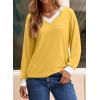 image:imageDokotoo V Neck T Shirts for Women Spring Fashion 2026 Business Casual Top Basic Tees Dressy BlousesYellow