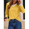 image:imageDokotoo V Neck T Shirts for Women Spring Fashion 2026 Business Casual Top Basic Tees Dressy BlousesYellow