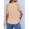 image:imageDokotoo V Neck T Shirts for Women Spring Summer Tops Dressy Casual Blouses Basic TeesApricot