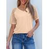 image:imageDokotoo V Neck T Shirts for Women Spring Summer Tops Dressy Casual Blouses Basic TeesApricot