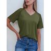 image:imageDokotoo V Neck T Shirts for Women Spring Summer Tops Dressy Casual Blouses Basic TeesGuacamole Green