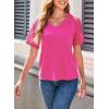 image:imageDokotoo V Neck T Shirts for Women Spring Summer Tops Dressy Casual Blouses Basic TeesRose Red