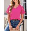 image:imageDokotoo V Neck T Shirts for Women Spring Summer Tops Dressy Casual Blouses Basic TeesRose Red