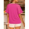 image:imageDokotoo V Neck T Shirts for Women Spring Summer Tops Dressy Casual Blouses Basic TeesRose Red