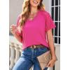 image:imageDokotoo V Neck T Shirts for Women Spring Summer Tops Dressy Casual Blouses Basic TeesRose Red