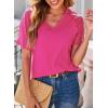 image:imageDokotoo V Neck T Shirts for Women Spring Summer Tops Dressy Casual Blouses Basic TeesRose Red