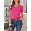 image:imageDokotoo V Neck T Shirts for Women Spring Summer Tops Dressy Casual Blouses Basic TeesRose Red