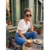 image:imageDokotoo V Neck T Shirts for Women Spring Summer Tops Dressy Casual Blouses Basic TeesWhite