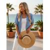 image:imageDokotoo Women Denim Shirt Button Down Casual Short Sleeve V Neck Blouse Summer TopsBeau Blue