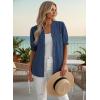 image:imageDokotoo Women Denim Shirt Button Down Casual Short Sleeve V Neck Blouse Summer TopsNavy Blue