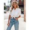 image:imageDokotoo Women Denim Shirt Button Down Casual Short Sleeve V Neck Blouse Summer TopsWhite