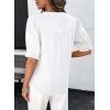image:imageDokotoo Women Denim Shirt Button Down Casual Short Sleeve V Neck Blouse Summer TopsWhite