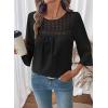 image:imageDokotoo Womens 2025 Fall Fashion Tops 34 Sleeve Crewneck Shirts Casual Chiffon Boho Lace BlousesBlack