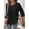 image:imageDokotoo Womens 2025 Fall Fashion Tops 34 Sleeve Crewneck Shirts Casual Chiffon Boho Lace BlousesBlack
