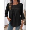 image:imageDokotoo Womens 2025 Fall Fashion Tops 34 Sleeve Crewneck Shirts Casual Chiffon Boho Lace BlousesBlack