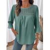 image:imageDokotoo Womens 2025 Fall Fashion Tops 34 Sleeve Crewneck Shirts Casual Chiffon Boho Lace BlousesCanton