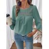 image:imageDokotoo Womens 2025 Fall Fashion Tops 34 Sleeve Crewneck Shirts Casual Chiffon Boho Lace BlousesCanton