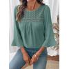 image:imageDokotoo Womens 2025 Fall Fashion Tops 34 Sleeve Crewneck Shirts Casual Chiffon Boho Lace BlousesCanton