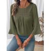 image:imageDokotoo Womens 2025 Fall Fashion Tops 34 Sleeve Crewneck Shirts Casual Chiffon Boho Lace BlousesJungle Green