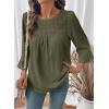 image:imageDokotoo Womens 2025 Fall Fashion Tops 34 Sleeve Crewneck Shirts Casual Chiffon Boho Lace BlousesJungle Green