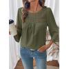 image:imageDokotoo Womens 2025 Fall Fashion Tops 34 Sleeve Crewneck Shirts Casual Chiffon Boho Lace BlousesJungle Green