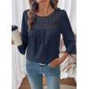 image:imageDokotoo Womens 2025 Fall Fashion Tops 34 Sleeve Crewneck Shirts Casual Chiffon Boho Lace BlousesNavy Blue