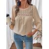 image:imageDokotoo Womens 2025 Fall Fashion Tops 34 Sleeve Crewneck Shirts Casual Chiffon Boho Lace BlousesParchment