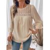 image:imageDokotoo Womens 2025 Fall Fashion Tops 34 Sleeve Crewneck Shirts Casual Chiffon Boho Lace BlousesParchment