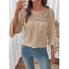 image:imageDokotoo Womens 2025 Fall Fashion Tops 34 Sleeve Crewneck Shirts Casual Chiffon Boho Lace BlousesParchment