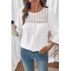 image:imageDokotoo Womens 2025 Fall Fashion Tops 34 Sleeve Crewneck Shirts Casual Chiffon Boho Lace BlousesWhite