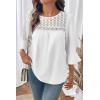image:imageDokotoo Womens 2025 Fall Fashion Tops 34 Sleeve Crewneck Shirts Casual Chiffon Boho Lace BlousesWhite