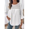 image:imageDokotoo Womens 2025 Fall Fashion Tops 34 Sleeve Crewneck Shirts Casual Chiffon Boho Lace BlousesWhite