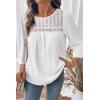 image:imageDokotoo Womens 2025 Fall Fashion Tops 34 Sleeve Crewneck Shirts Casual Chiffon Boho Lace BlousesWhite
