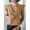 image:imageDokotoo Womens 2026 Cute V Neck Ruffle Sleeveless Shirts Elegant Tank Tops BlousesKhaki