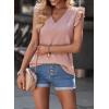 image:imageDokotoo Womens 2026 Cute V Neck Ruffle Sleeveless Shirts Elegant Tank Tops BlousesPink