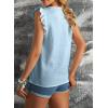 image:imageDokotoo Womens 2026 Cute V Neck Ruffle Sleeveless Shirts Elegant Tank Tops BlousesSky Blue