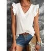 image:imageDokotoo Womens 2026 Cute V Neck Ruffle Sleeveless Shirts Elegant Tank Tops BlousesWhite