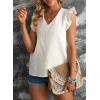 image:imageDokotoo Womens 2026 Cute V Neck Ruffle Sleeveless Shirts Elegant Tank Tops BlousesWhite