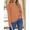 image:imageDokotoo Womens 2026 Spring Summer Casual Long Sleeve Tops Lightweight Crew Neck Knit Basic Striped T ShirtsAorange Stripe