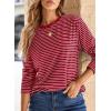 image:imageDokotoo Womens 2026 Spring Summer Casual Long Sleeve Tops Lightweight Crew Neck Knit Basic Striped T ShirtsAred Stripe