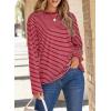 image:imageDokotoo Womens 2026 Spring Summer Casual Long Sleeve Tops Lightweight Crew Neck Knit Basic Striped T ShirtsAred Stripe
