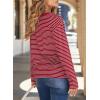 image:imageDokotoo Womens 2026 Spring Summer Casual Long Sleeve Tops Lightweight Crew Neck Knit Basic Striped T ShirtsAred Stripe